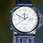 Panerai Luminor Chrono PAM01218 44mm White Dial Blue Rubber Strap Full Set 2024